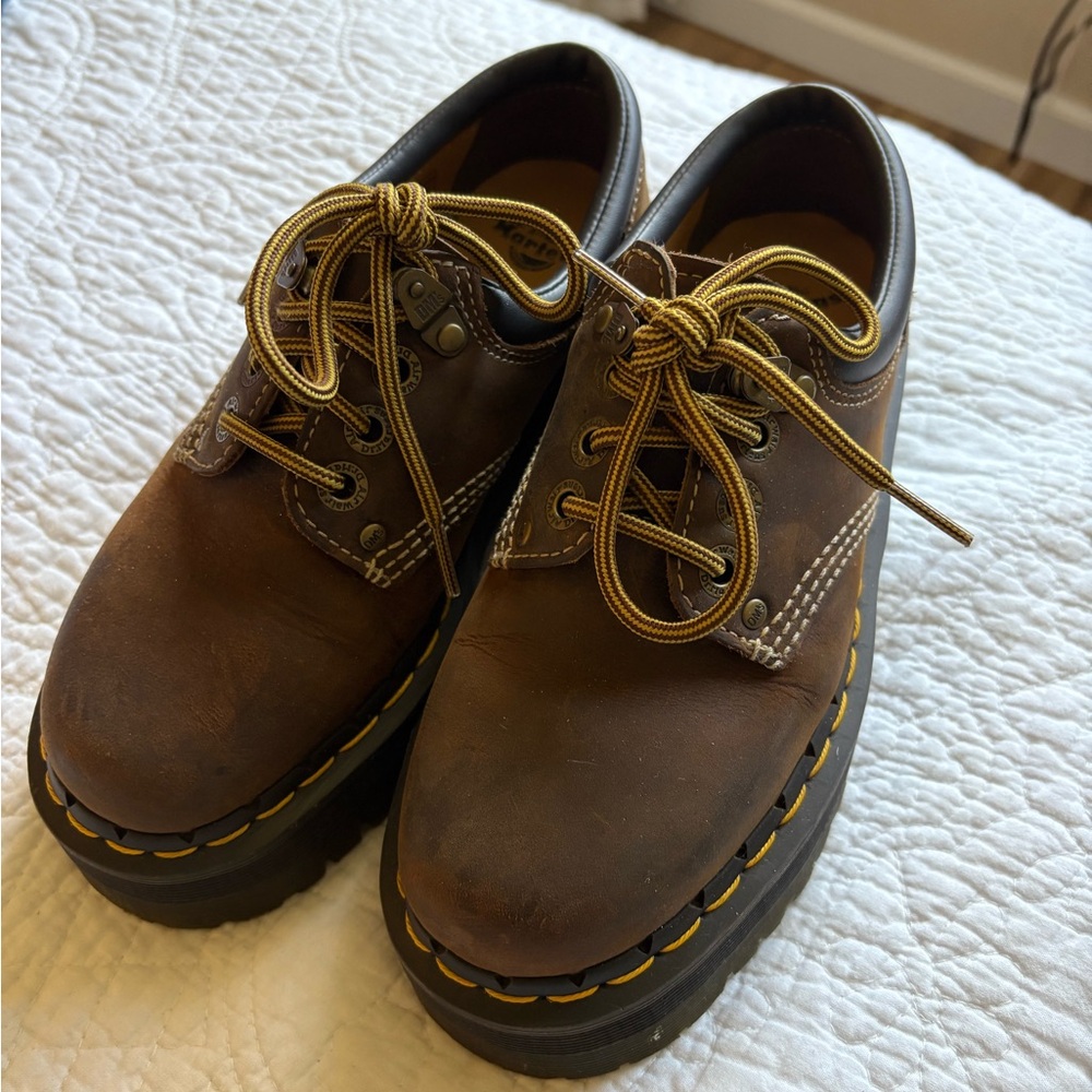 Dr. Martens Brown Leather Platform Shoes
